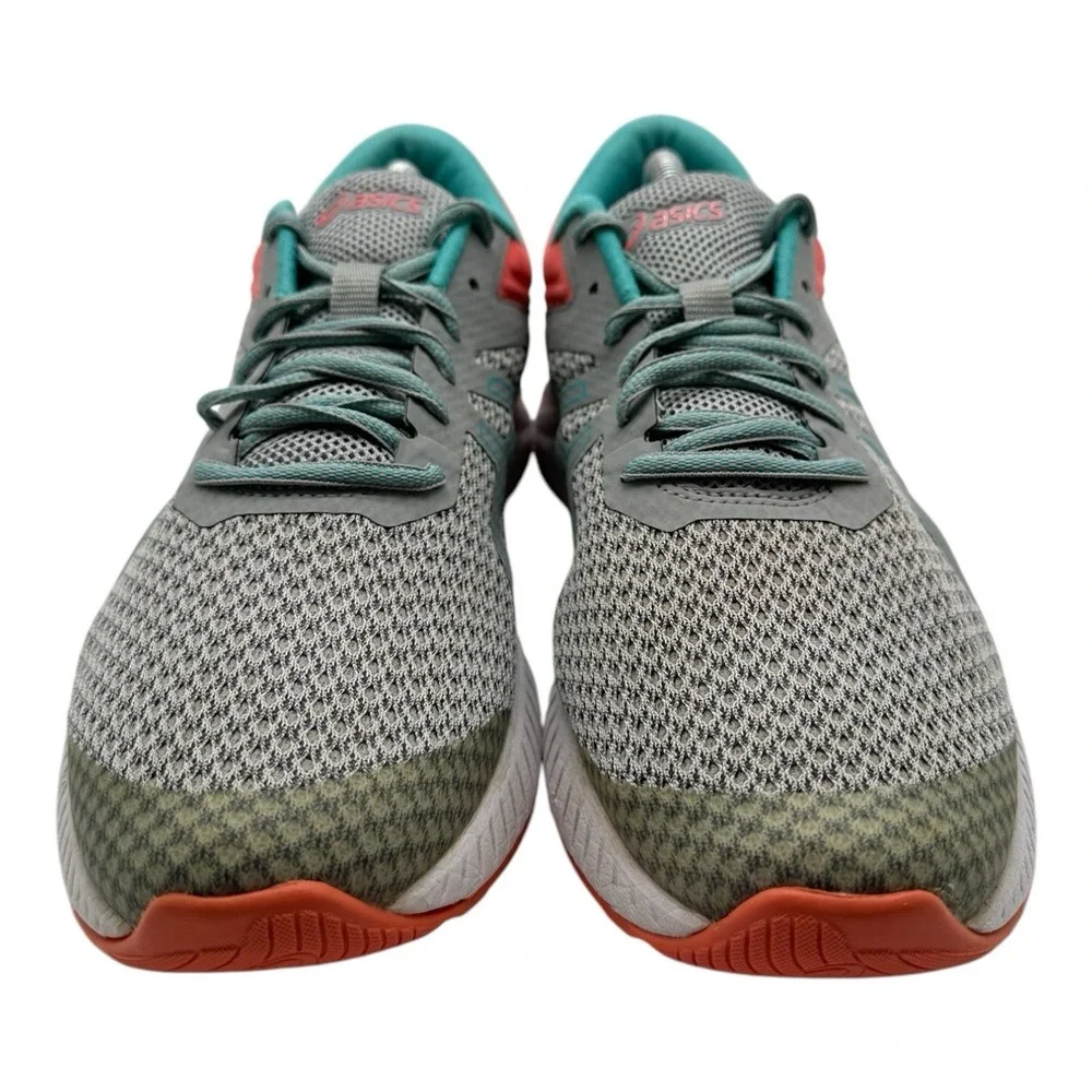 Asics Fuzex Lyte 2 Running Shoes Womens 11 Gray Coral Aqua Sneakers‎ NO INSOLES